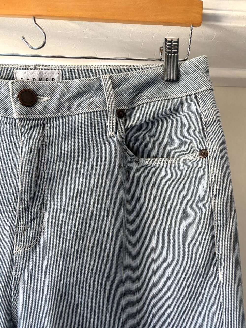 Parker Smith Railroad Striped Pinstripe Wide Leg Jeans Size 30 EU 10 US